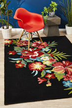 Load image into Gallery viewer, Copacabana Kelsey Bouquet Black Indoor Outdoor Rug