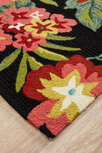 Load image into Gallery viewer, Copacabana Kelsey Bouquet Black Indoor Outdoor Rug