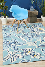 Load image into Gallery viewer, Copacabana Whimsical Blue Floral Indoor Outdoor Rug