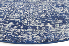 Load image into Gallery viewer, Evoke Contrast Navy Transitional Round Rug