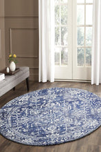 Load image into Gallery viewer, Evoke Contrast Navy Transitional Round Rug