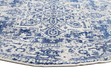 Load image into Gallery viewer, Evoke Horizon White Navy Transitional Round Rug