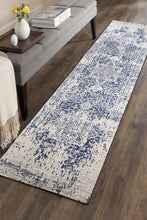 Load image into Gallery viewer, Evoke Horizon White Navy Transitional Runner Rug