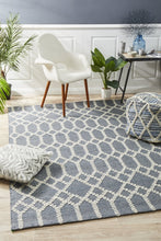 Load image into Gallery viewer, Krisha Tribal Trellis Rug Rustic Blue
