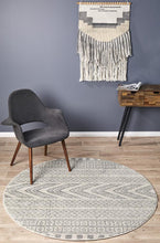 Load image into Gallery viewer, Mirage Adani Modern Tribal Design Grey Round Rug