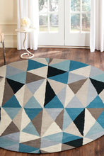 Load image into Gallery viewer, Matrix Pure Wool Turquoise Round Rug