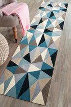 Load image into Gallery viewer, Matrix Pure Wool Turquoise Runner Rug