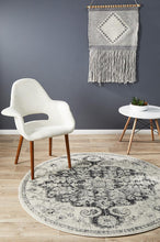 Load image into Gallery viewer, Museum Transitional Charcoal Round Rug
