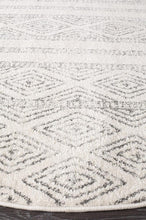 Load image into Gallery viewer, Oasis Salma White And Grey Tribal Round Rug
