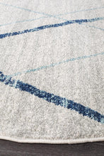Load image into Gallery viewer, Oasis Noah White Blue Contemporary Round Rug