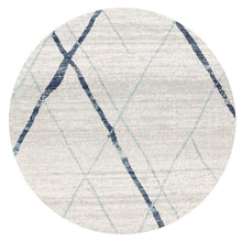 Load image into Gallery viewer, Oasis Noah White Blue Contemporary Round Rug
