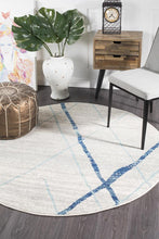 Load image into Gallery viewer, Oasis Noah White Blue Contemporary Round Rug