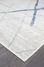 Load image into Gallery viewer, Oasis Noah White Blue Contemporary Runner Rug