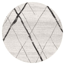 Load image into Gallery viewer, Oasis Noah White Grey Contemporary Round Rug