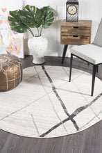 Load image into Gallery viewer, Oasis Noah White Grey Contemporary Round Rug