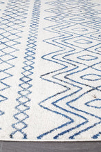 Load image into Gallery viewer, Oasis Nadia White Blue Rustic Tribal Runner Rug