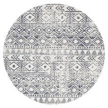 Load image into Gallery viewer, Oasis Ismail White Blue Rustic Round Rug