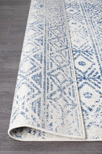 Load image into Gallery viewer, Oasis Ismail White Blue Rustic Runner Rug
