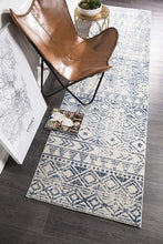 Load image into Gallery viewer, Oasis Ismail White Blue Rustic Runner Rug