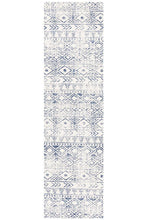 Load image into Gallery viewer, Oasis Ismail White Blue Rustic Runner Rug