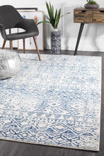 Load image into Gallery viewer, Oasis Ismail White Blue Rustic Rug