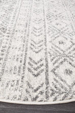 Load image into Gallery viewer, Oasis Ismail White Grey Rustic Round Rug