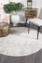 Load image into Gallery viewer, Oasis Ismail White Grey Rustic Round Rug