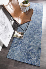 Load image into Gallery viewer, Oasis Kenza Contemporary Navy Runner Rug