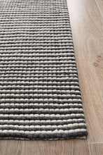 Load image into Gallery viewer, Studio Oskar Felted Wool Striped Rug Black White
