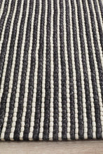 Load image into Gallery viewer, Studio Oskar Felted Wool Striped Rug Black White