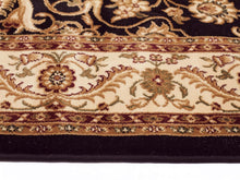 Load image into Gallery viewer, Sydney Medallion Runner Black With Ivory Border Runner Rug