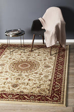 Load image into Gallery viewer, Sydney Collection Medallion Rug Ivory With Red Border