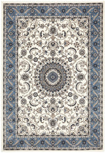 Load image into Gallery viewer, Sydney Collection Medallion Rug White With Blue Border