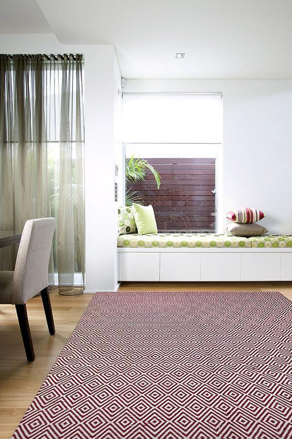 Abode Diamond Design Red Rug
