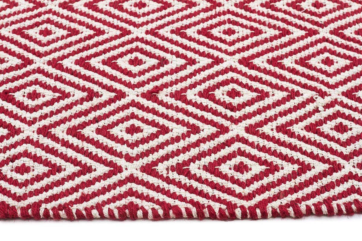 Abode Diamond Design Red Rug