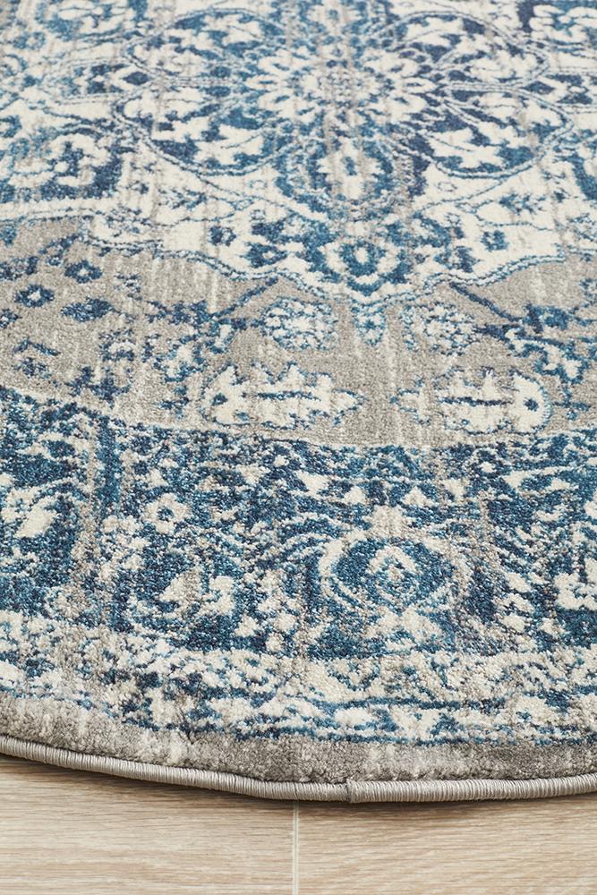 Babylon 207 Blue  Round Rug