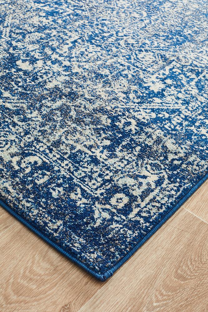Evoke Contrast Navy Transitional Runner Rug