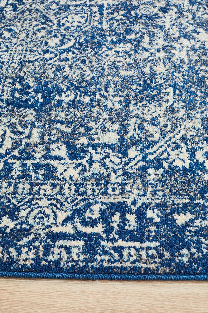 Evoke Contrast Navy Transitional Runner Rug
