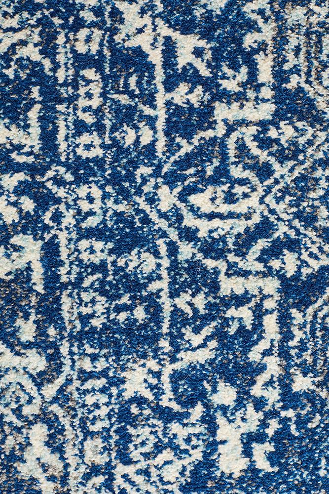 Evoke Contrast Navy Transitional Runner Rug