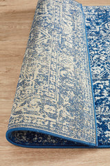 Evoke Contrast Navy Transitional Runner Rug