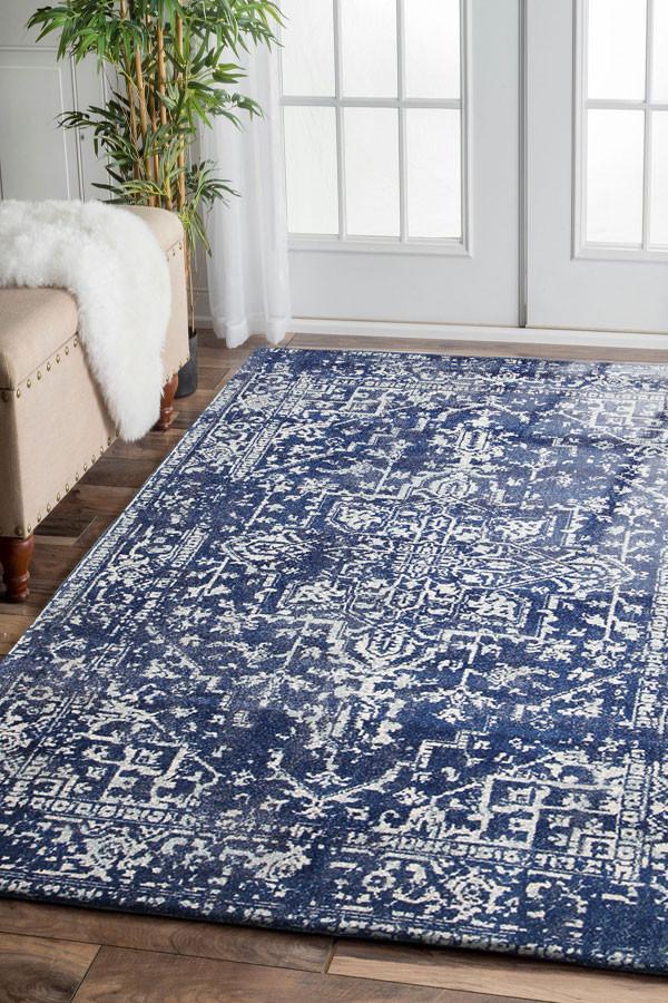 Evoke Contrast Navy Transitional Rug