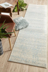Evoke Glacier White Blue Transitional Runner Rug