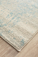 Evoke Glacier White Blue Transitional Runner Rug