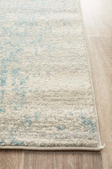 Evoke Glacier White Blue Transitional Runner Rug