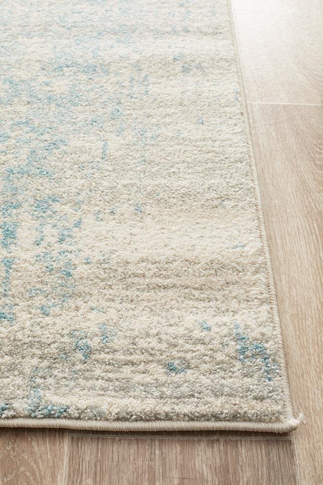 Evoke Glacier White Blue Transitional Runner Rug
