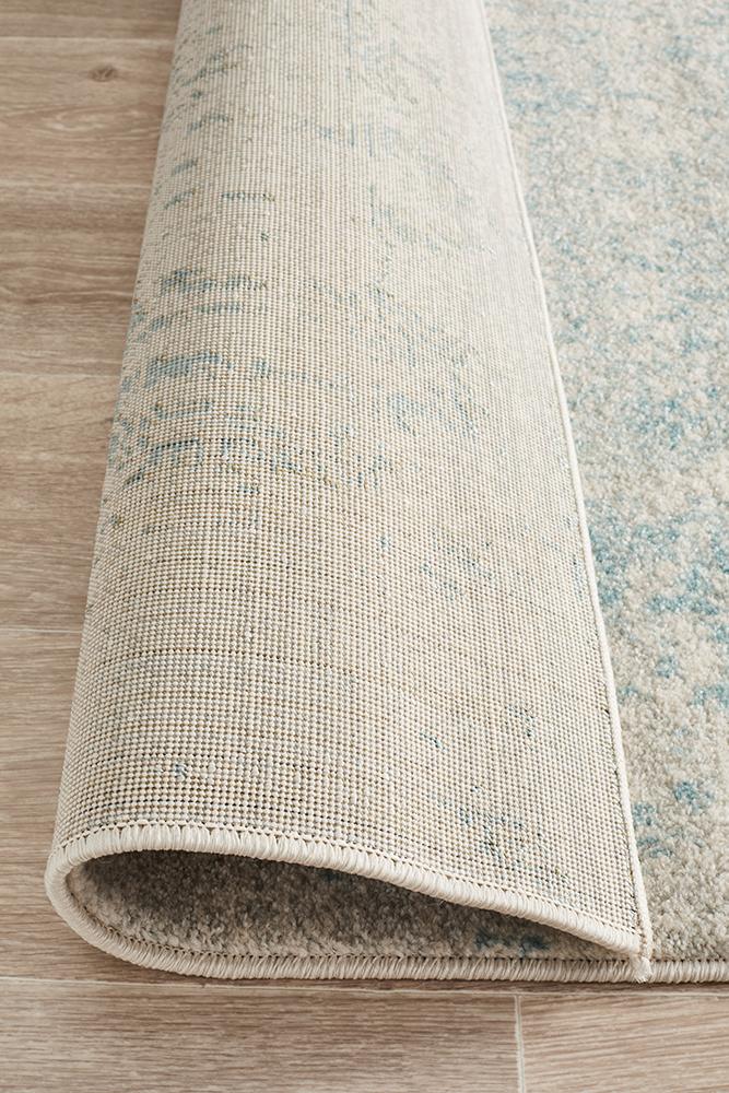 Evoke Glacier White Blue Transitional Runner Rug