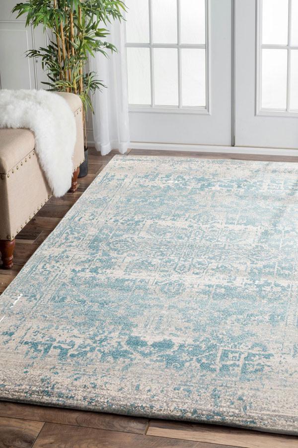Evoke Glacier White Blue Transitional Rug