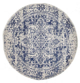 Evoke Horizon White Navy Transitional Round Rug