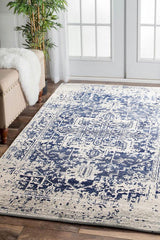 Evoke Horizon White Navy Transitional Rug