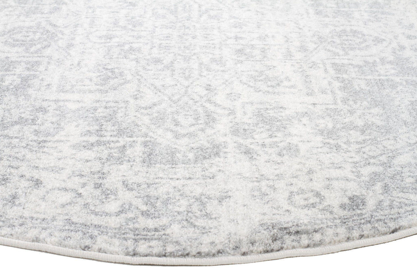 Evoke Dream White Silver Transitional Round Rug